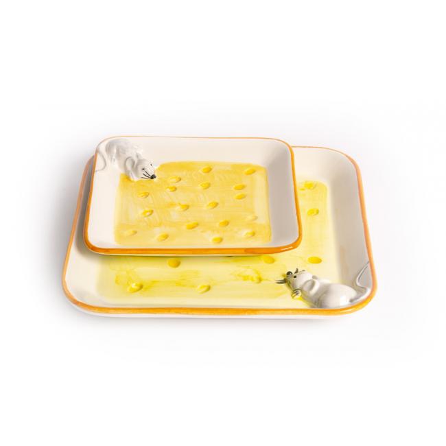 Bord kaas met muis vierkant, klein